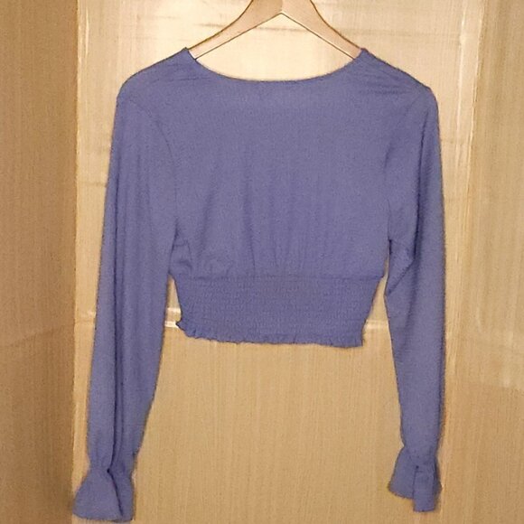 Altar'd State Purple Textured Long Sleeve Cropped Top Large - Picture 2 of 7